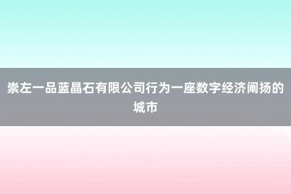 崇左一品蓝晶石有限公司行为一座数字经济阐扬的城市